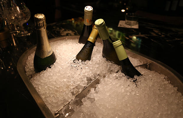 The wine and Champagne perfectly chilled