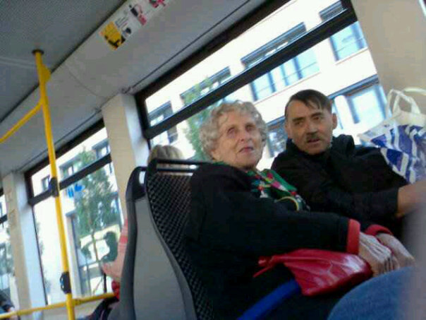 Hitler and Eva Braun Riding the Bus