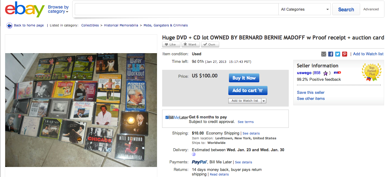 Bernie Madoff ebay